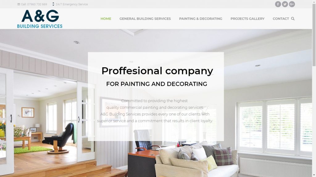 A & G building services website – Website design London