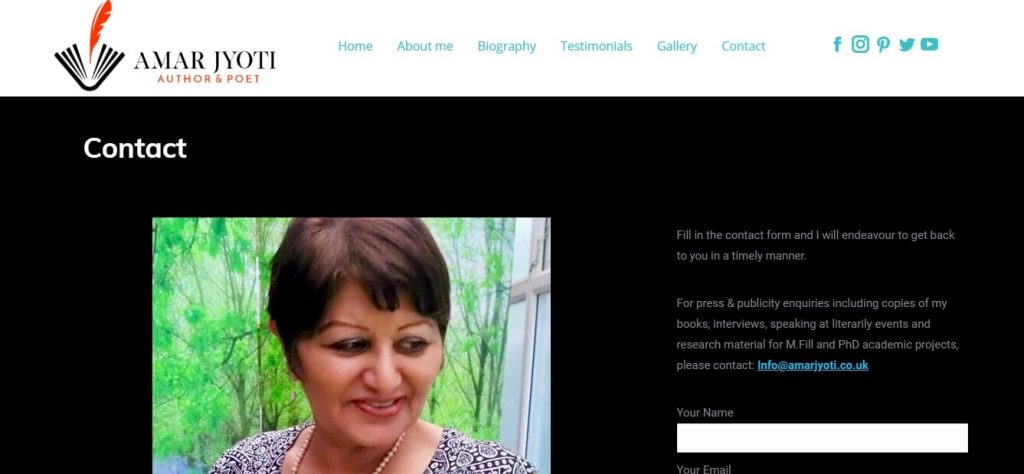 Contact page – Poet – Cheap website design London