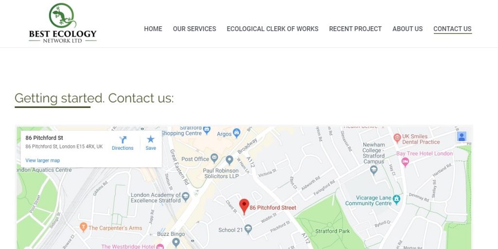 Contact us page – Best Ecology – Website design London