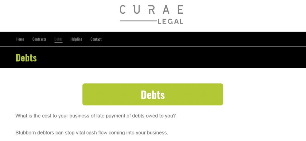 Debt management – Curae Legal – Website Design London