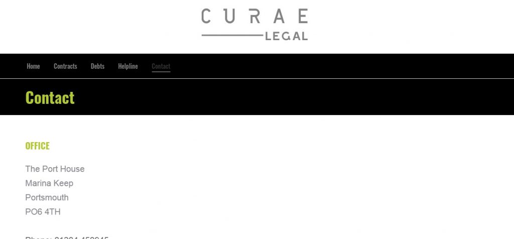 Contact page – Curae Legal – Website design London WordPress
