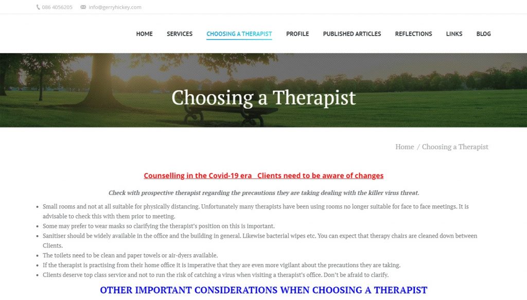 Choosing Page – Psychologist – Website Design London