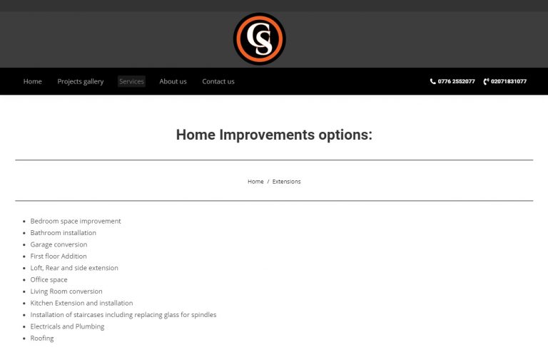 Home improvements Website design London