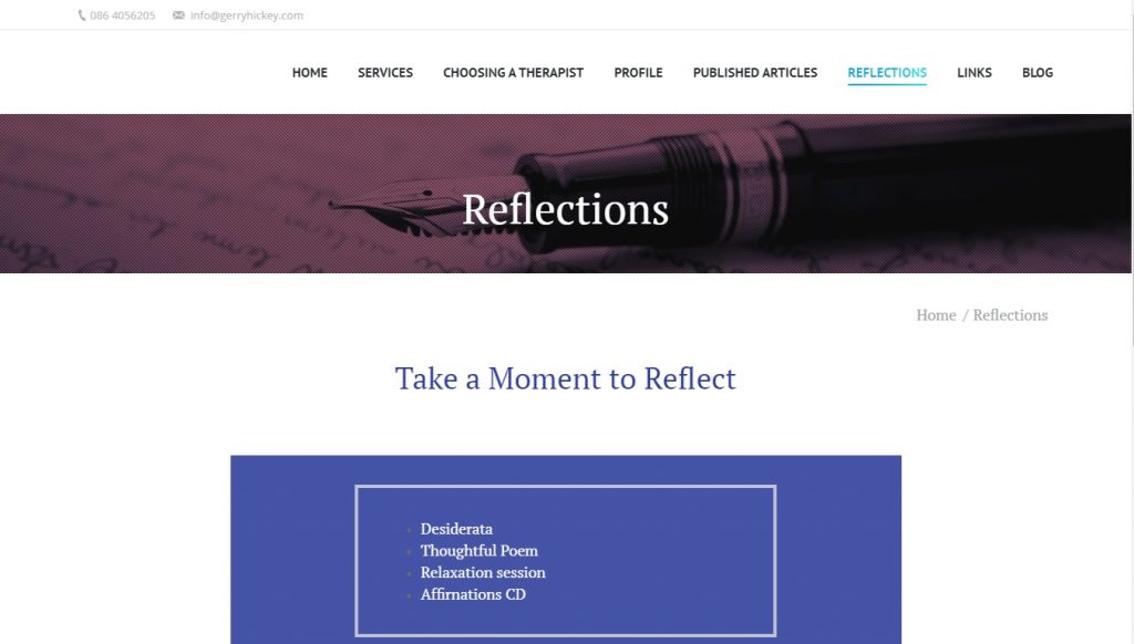 Reflections page – Affordable website design London