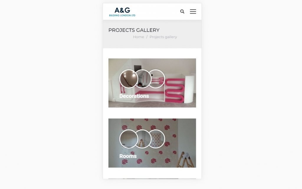 Projects page – mobile – Web design Luton