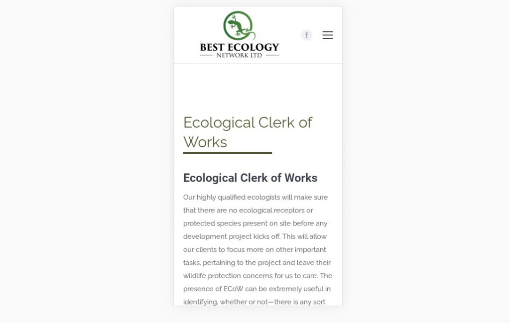 Ecological clerk mobile page – Web design company London