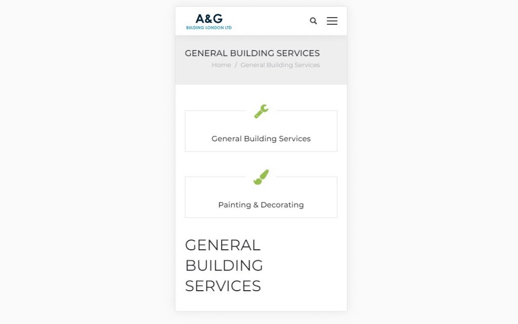 General building page – mobile – Web design company London