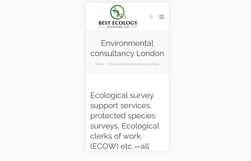 Environmental consultancy mobile page – Web design Luton