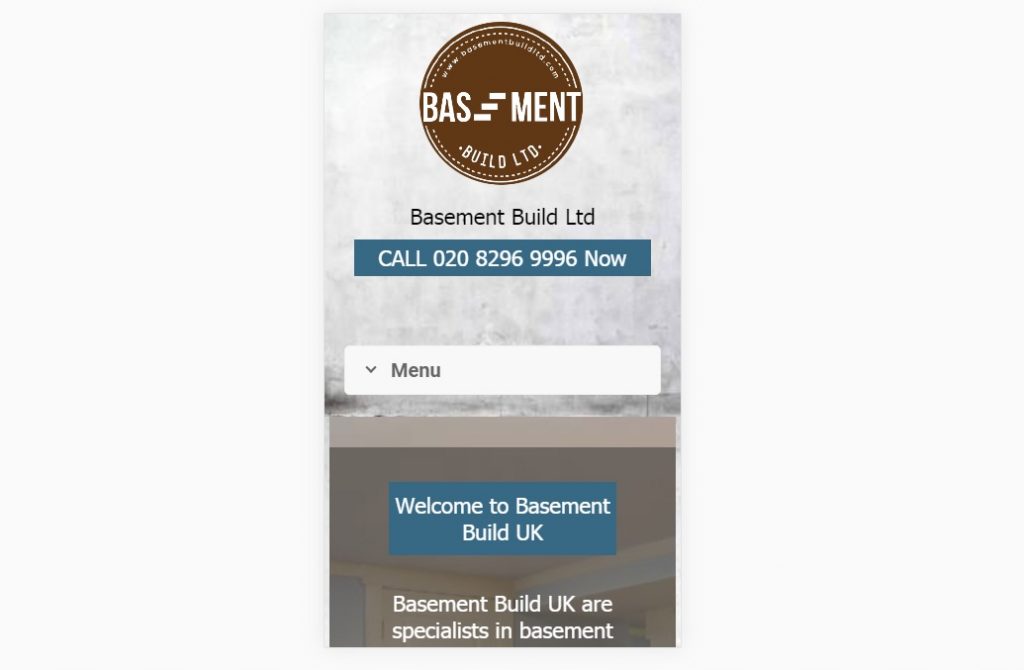 Construction basement – Home – mobile – Web design agency London