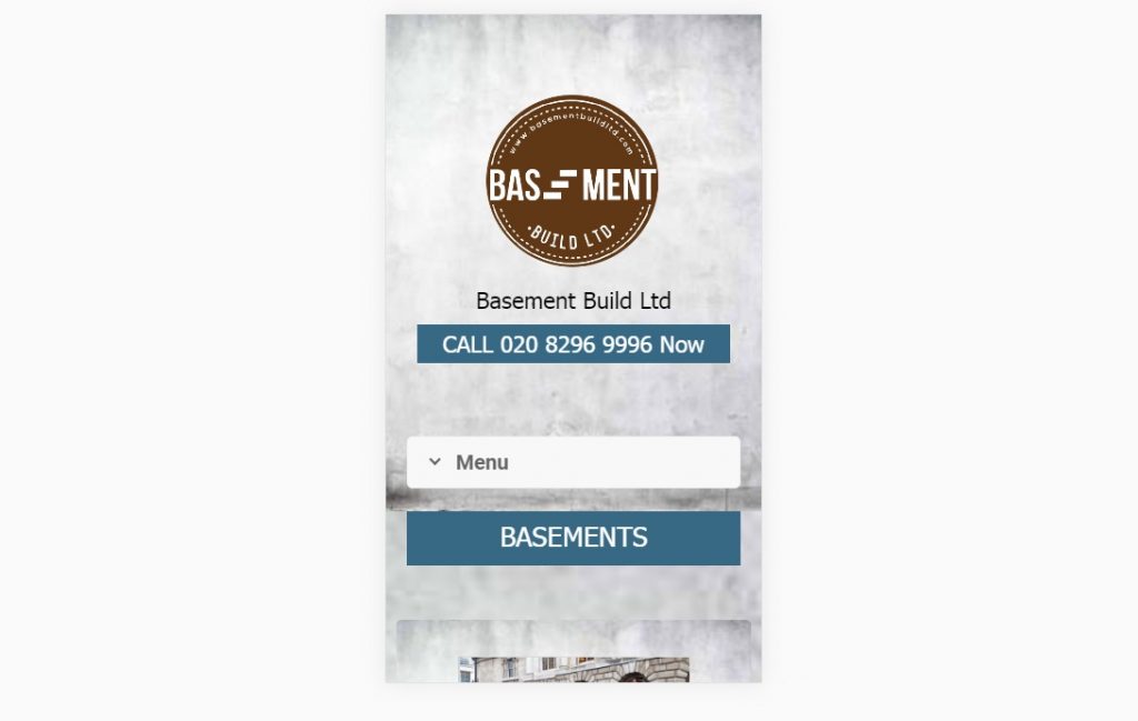 Mobile projects Basements page – Web design company London