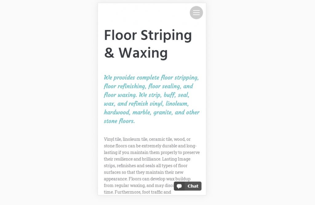 Floor cleaning page – mobile – Web design agency London